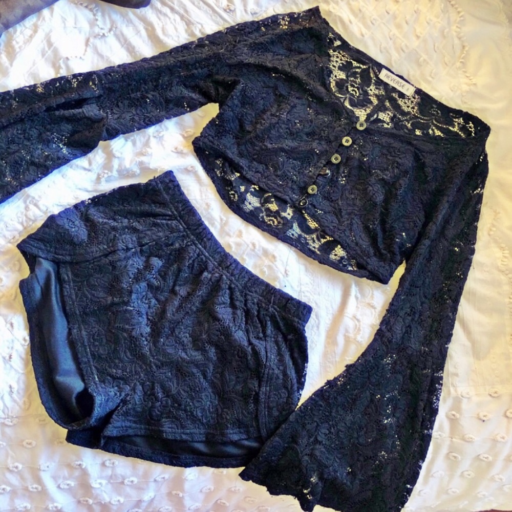 Lace Top and bottom with flared sleeves